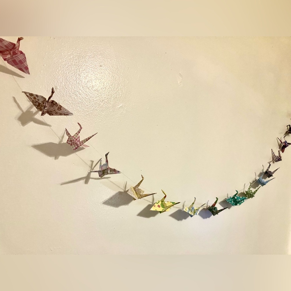 Handmade Colorful Origami Crane Garland